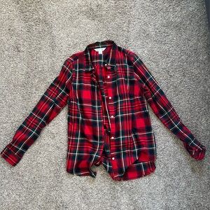 Long-Sleeve Plaid Flannel Boyfriend Tunic Shirt for Women